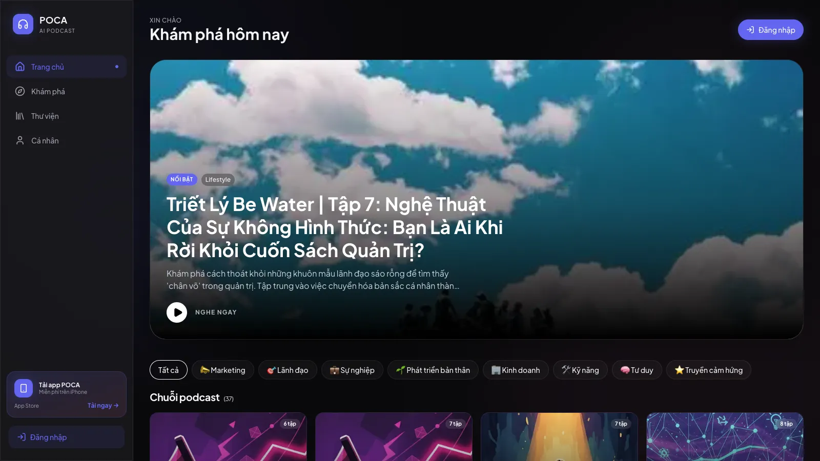 Trang Khám phá của POCA trên web